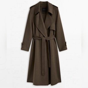 Massimo Dutti Classic Brown Wool Coat- NEW W TAGS
